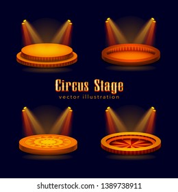 Set of circus stage templates in orange colors. Vector illustration. EPS 10