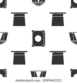 Set Circus tent, Ancient magic book and Magician hat on seamless pattern. Vector