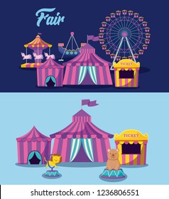 set circus tent and icons