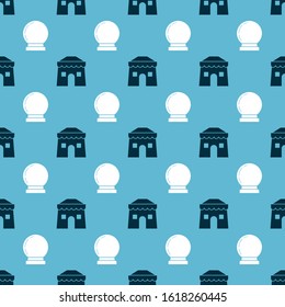 Set Circus tent and Magic ball on seamless pattern. Vector