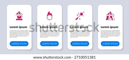 Set Circus tent, Magic wand, fire hoop and Attraction carousel. Business infographic template. Vector