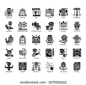 Set of circus thin line and pixel perfect icons for any web and app project. 