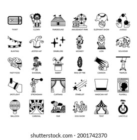 Set of circus thin line and pixel perfect icons for any web and app project. 