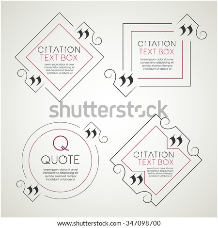 Set of the citation text box. Frame for decoration quote. 