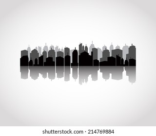 Set of cities silhouette