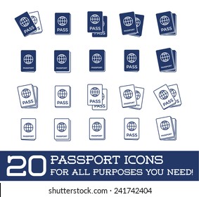 Set of Citizenship or Foreign Passport ID in Vector Colorful Icon can use as Logo