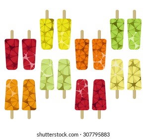 Set of citrus fruit ice pops