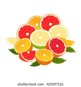 set of citrus fruits