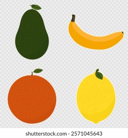 Set of сartoon citrus fruits. Vector illustration.