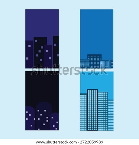 Set of City Background with Vertical Orientation