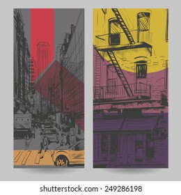 Set of city banner design elements, vector illustration