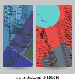 Set of city banner design elements, vector illustration