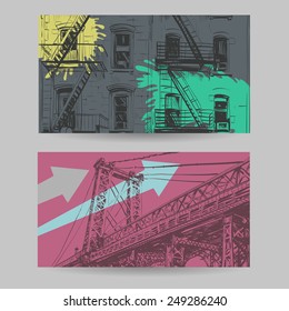 Set of city banner design elements, vector illustration