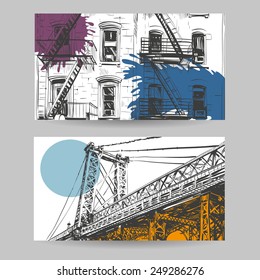 Conjunto de elementos de diseño de banners urbanos, ilustración vectorial Vector de stock