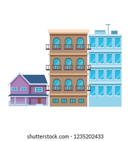 Set of city buildings