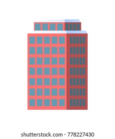 Set of city buildings icons isolated on white background. Vector illustration with types of office or dwelling houses and high skyscrapers