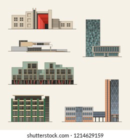 Set of city buildings. Vector illustration.