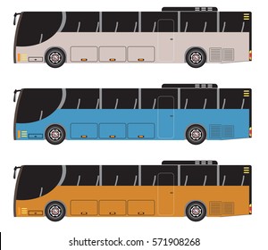 Set of City Bus vector isolated on white background