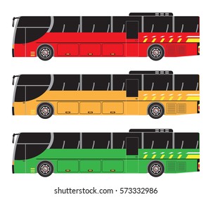 Set of City Bus vector isolated on white background
