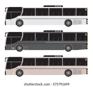 Set of City Bus vector isolated on white background