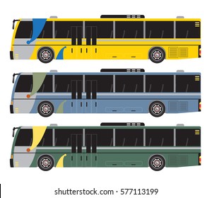 Set of City Bus vector isolated on white background