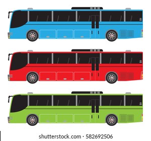 Set of City Bus vector isolated on white background