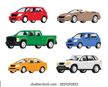 Set of city cars. Vehicles transport vector illustration