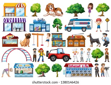 Set of city element illustration