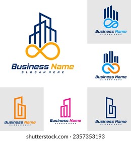 Set of City Infinity logo design vector. Nolimit City logo design template concept