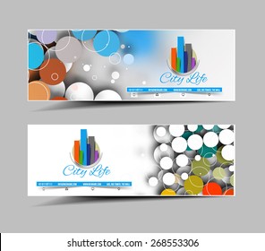 Set of City Life Banners Vector Design.