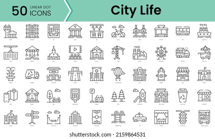 Set of city life icons. Line art style icons bundle. vector illustration