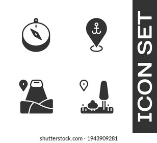 Set City map navigation, Compass, Location with mountain and anchor icon. Vector