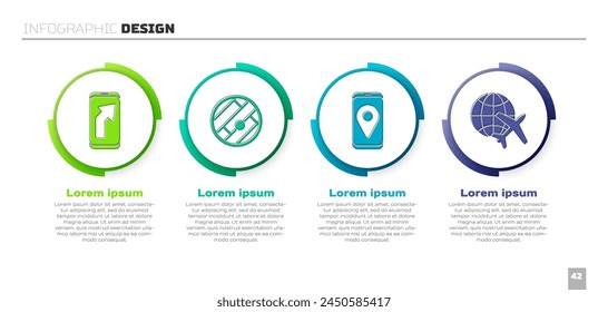 Set City map navigation, Folded map with location, City map navigation and Globe with flying plane. Business infographic template. Vector