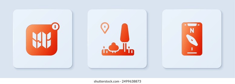 Set City map navigation, Infographic of city and Compass mobile. White square button. Vector