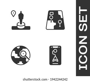 Set City map navigation, Location and monument, Magnifying glass with globe and  icon. Vector