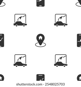 Set City map navigation, Location with house and  on seamless pattern. Vector