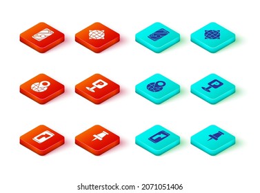 Set City map navigation, Push pin, Location the globe, Parking, World with compass and  icon. Vector
