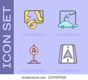 Set City map navigation, , Turn back road sign and  icon. Vector