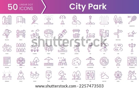 Set of city park icons. Gradient style icon bundle. Vector Illustration