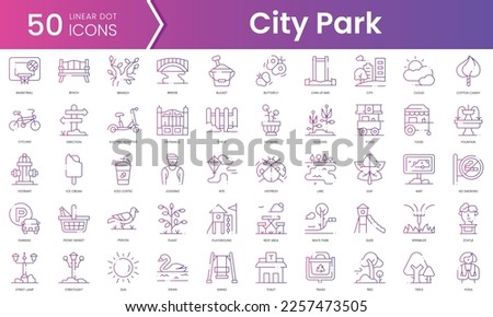 Set of city park icons. Gradient style icon bundle. Vector Illustration