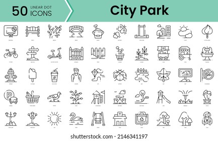 Set of city park icons. Line art style icons bundle. vector illustration