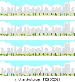 set of city and people illustration