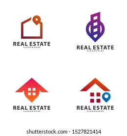 Set of City Point Logo Vector Industrial symbol icon design illustration, Emblem, Design Concept, Creative Symbol, Icon