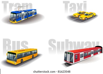 Set of the city public transport icons