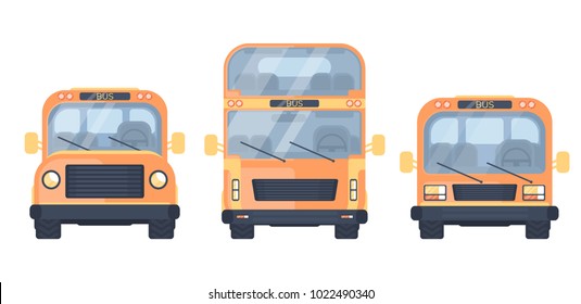 Set of city and school bus. Vehicle for transportation passengers.