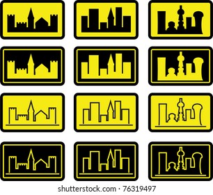 set of city signs. vector illustration