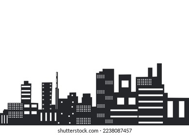 set of City silhouette in flat style. Modern urban landscape. Vector illustration. City skyscrapers building office skyline on white background