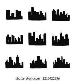 set of city silhouette. isolated objects icons.