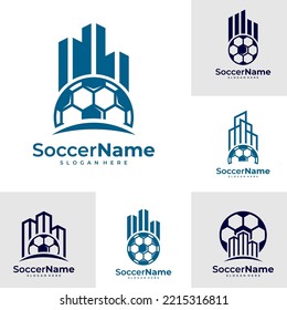 Set of City Soccer logo template, Football City logo design vector