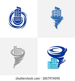 Set of City with Tornado logo vector template, Creative Twister logo design concepts, icon symbol, Illustration